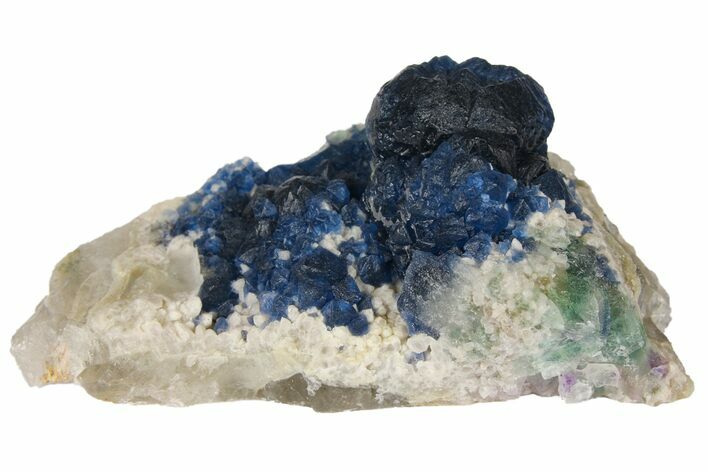 Dark Blue Fluorite on Quartz - China #131427